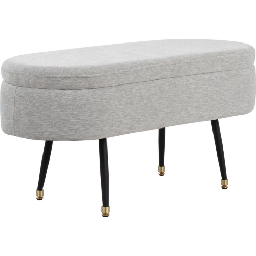 Harvey Storage Bench in Grey Fabric & Black Metal